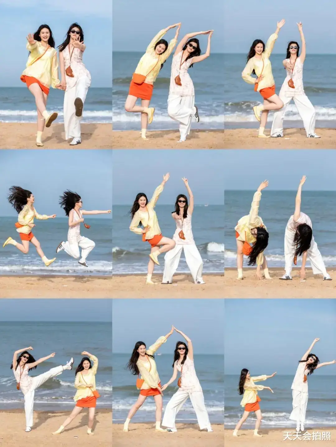 闺蜜海边合影技巧_海边闺蜜拍照姿势_100种姿势摆拍双人