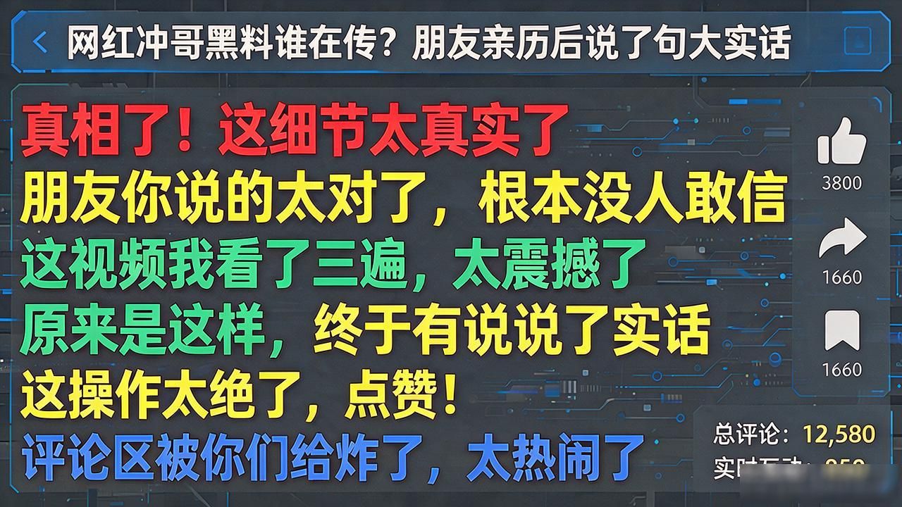 网红冲哥黑料谁在传？朋友亲历后说了句大实话